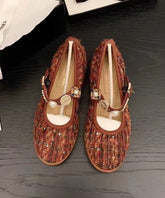 Schwarze Damen Wollspleiß-Flachschuhe mit Schnallenriemen